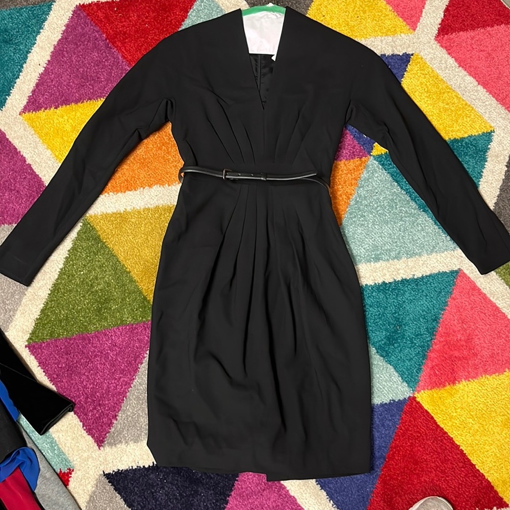 Black Dress w Pleat details and belt